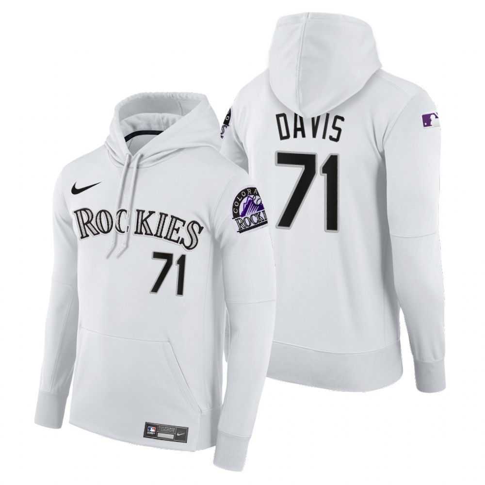 Men Colorado Rockies 71 Davis white home hoodie 2021 MLB Nike Jerseys